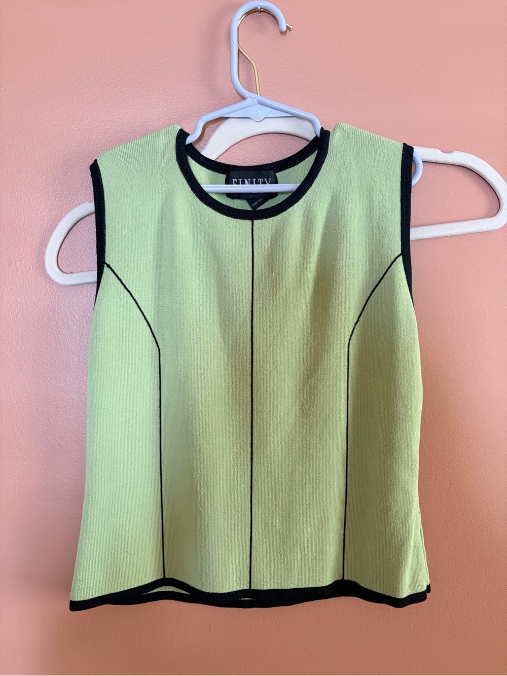 Finity Lime Green Sleeveless Knit Tank with Black Trim